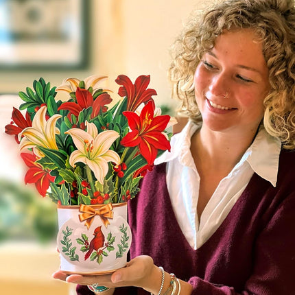Freshcut Paper Pop Up Cards, Paper Flower Bouquet 3D Popup Greeting Cards with Note Card & Envelope, Birthday Card, Anniversary Card, Get Well s for Women, 12" Winter Joy