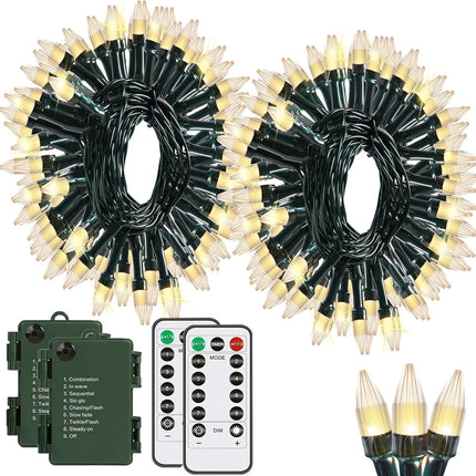 Solhice 2 Pack 20ft Christmas Lights Battery Operated String Lights with Remote Control, 50 LEDs Clear Mini Lights Warm White Xmas Tree Lights for Bedroom Indoor Outdoor Decor