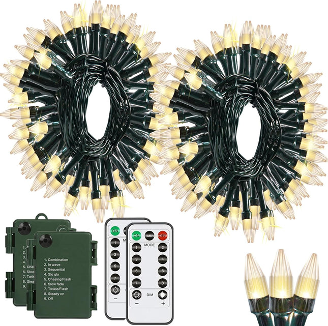 Solhice 2 Pack 20ft Christmas Lights Battery Operated String Lights with Remote Control, 50 LEDs Clear Mini Lights Warm White Xmas Tree Lights for Bedroom Indoor Outdoor Decor