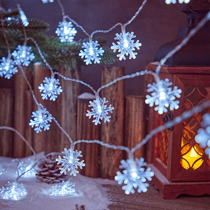 WATERGLIDE 2 Pack Christmas Snowflakes Lights, 50LED 24FT Outdoor Xmas Decorative String Lights, 8 Lighting Modes & Timer, Battery Operated Waterproof for Bedroom Party Garden Home Decor, Cool White