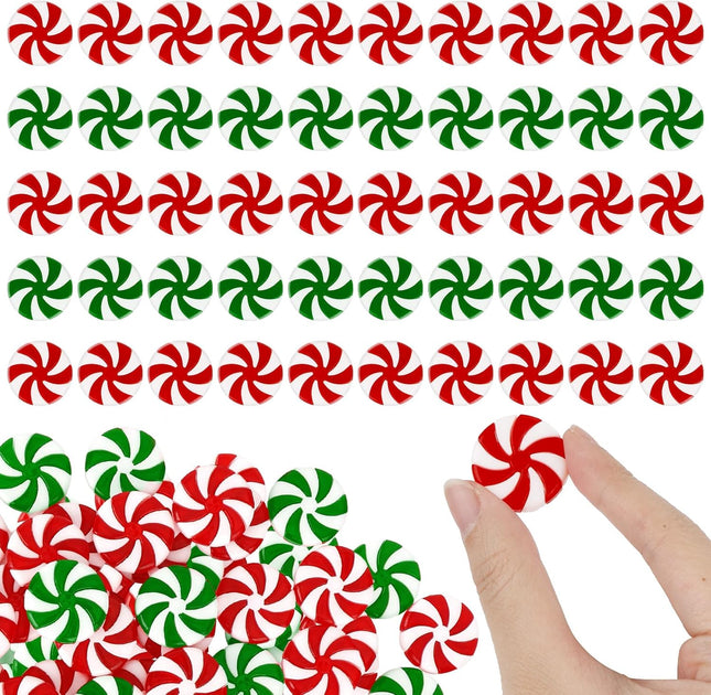 Candy Ornaments for Christmas Tree, Christmas Ornaments, 50 PCS Fake Platic Candy Christmas Decorations, Red Green White Candy Cane Hanging Peppermint Ornaments for Christmas Tree Decorations Craft
