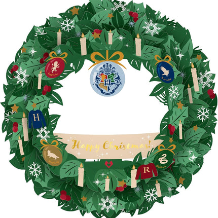 Lovepop Harry Potter Happy Christmas Wreath, 12" L x 12" W x 2" D, Christmas Decoration, Handmade Paper Wreath, Handmade Paper for Her, Handmade Paper for Him