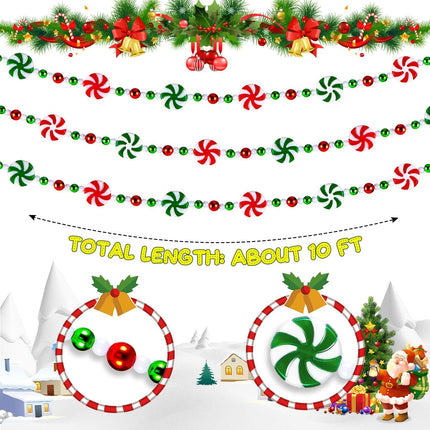 Christmas Candy Garland, Christmas Tree Garland Christmas Decorations Hanging Peppermint Hanging Christmas Tree for Meeting Wreaths Home Fireplace Ornaments (10 Feet)