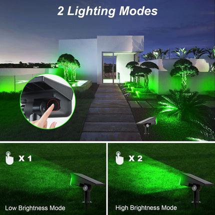 T-SUNUS Green Solar Lights Outdoor Waterproof IP65 Landscape Spotlights 2 Modes Dusk to Dawn for Christmas Halloween Tree Statue Graveyard Garden Flag 4 Pack