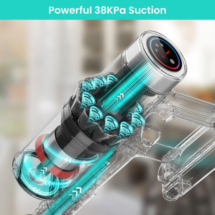 Belife Cordless Vacuum Cleaner, 38Kpa 450W Stick Vacuum Cleaners For Home Carpet Hardwood Floor, Wireless Household Vaccum For Pet Hair With Led Touch Display, Up To 45Mins Runtimegold