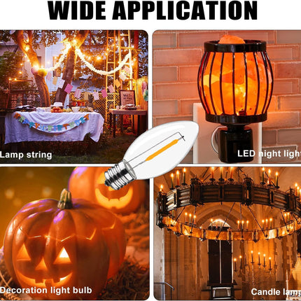 25Pack LED Night Light Bulbs, C7 Shatterproof Replacement Led Bulb for String Light, E12 Base Salt Lamp Bulbs, 0.6W Equivalent to 7W, Warm White 2200K, 50LM