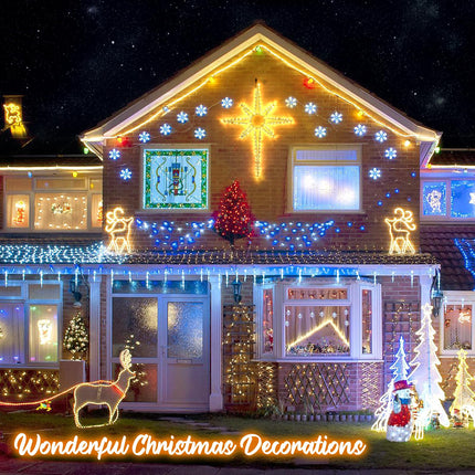 [128 LEDs] 22'' Bethlehem Star Christmas Lights Outdoor, Waterproof Hanging Star Lights with Timer, Plug in Window Light for Christmas Decoration Party Bedroom Wall Indoor