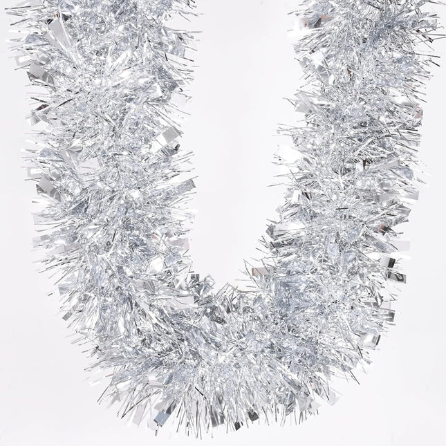 Christmas Garland, 32.8Ft Silver Christmas Tinsel Garland, Christmas Tree Garland Decorations for Home Party Birthday Holiday Indoor Outdoor Supplies