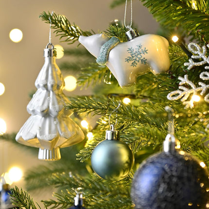 Valery Madelyn Christmas Ball Ornaments Decor, 70ct Winter Wishes Silver Blue Shatterproof Christmas Tree Ornaments Value Pack for Xmas Decoration