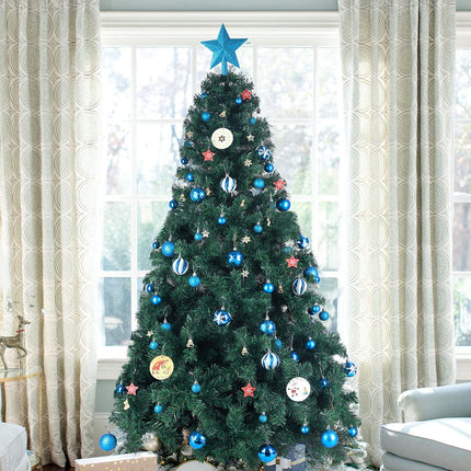 Christmas Ball Ornaments Set, 145 Pcs, with Tree Topper and Shatterproof Decorations (Blue)