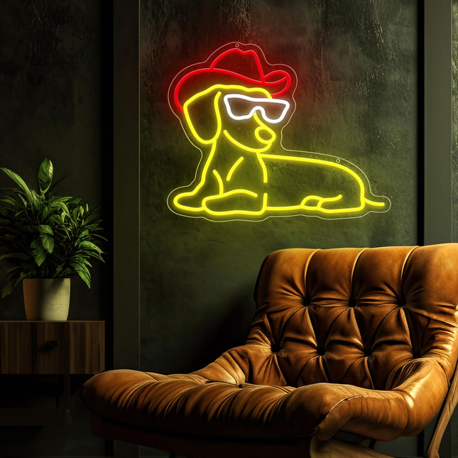 Dachshund Neon Signs for Wall Decor, Dimmable Cute Dog Neon Sign with Cowboy Hat Led Signs for Bedroom Home Party Pet Shop Decor, Birthday Christmas s for Friends Kids Dog Lovers