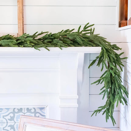 72" Real Touch Norfolk Pine Garland, 6ft Christmas Garland for Mantle, Faux Cedar Garland Realistic, Garlands for Decoration Christmas, Christmas Greenery Garland, Staircase Garland