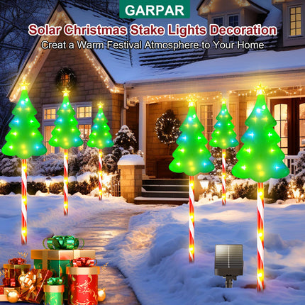 26'' Larger Christmas Decorations Outdoor, 102 LED Solar Christmas Lights Outdoor Candy Cane Tree Lights, 10 Modes Waterproof Solar Outdoor Christmas Decorations for Yard Garden Pathway Outside - 6PK