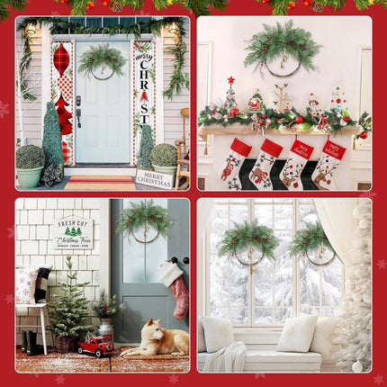 Bsmathom 20 Inch Artificial Christmas Wreath with Packaging, Artificial Door Wreath with Bell,Red Berry Leave Faux Wreath for Holiday Party Indoor Outdoor Windows Walls Decoration