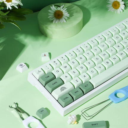 BOYI WK68 Matcha Green Mechanical Keyboard,65% Hot Swap Bluetooth 5.0/2.4G/Wired Type-C Tri-Mode RGB Gaming Keyboard,PBT Sublimation XDA Keycaps Wireless Keyboard for Mac/Win(Gateron Yellow Switch)