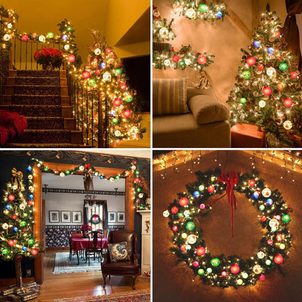 Christmas Ball Ornament Lights,28ft 25 Bulbs Christmas Tree Lights, Indoor Christmas String Lights,Plug in Expandable Wire Lights for Christmas Holiday Party