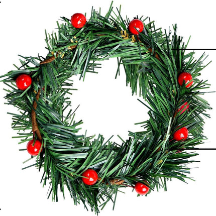 Dolicer 12 PCS Christmas Candle Rings Wreath, 3 Inch Mini Christmas Wreath with Red Berry Pillar Candle Holder Rings Wreaths Pine Needles Candle Rings for Rustic Wedding Festival Table Decoration
