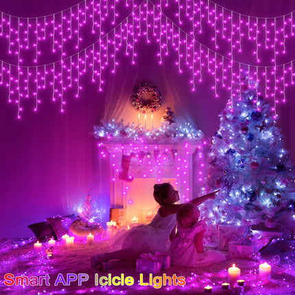 40+ Modes Smart Icicle Lights for Outside - 16.7Ft Connectable App Controlled Super Xtras 16 Million Color Changing Icicle Christmas Lights Outdoor Indoor Dimmable Timer Remote Waterproof