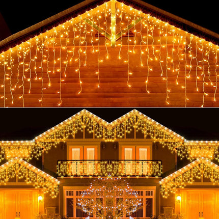 Christmas Lights, Christmas Decorations Outdoor Indoor 416 LEDs 34FT with 8 Modes Icicle String Lights, Waterproof Christmas Lights for House, Garden, Holiday, Wedding Party, Yard Decor