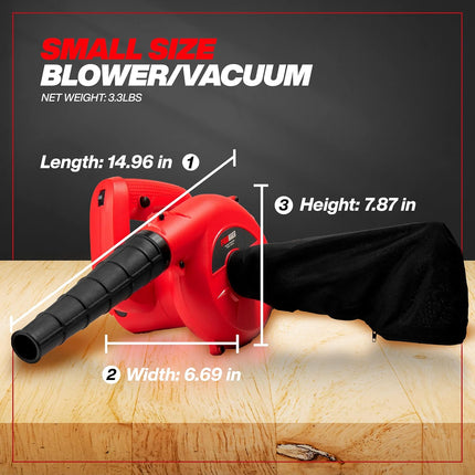 PROMAKER Corded Electric Leaf Blower, Small handheld Blower/Vacuum for home with a variable speed (7 levels of speed) 2 in 1, Air Duster with a dust bag for Computer/Leaf/Dusting 400W 120V PRO-SP400.