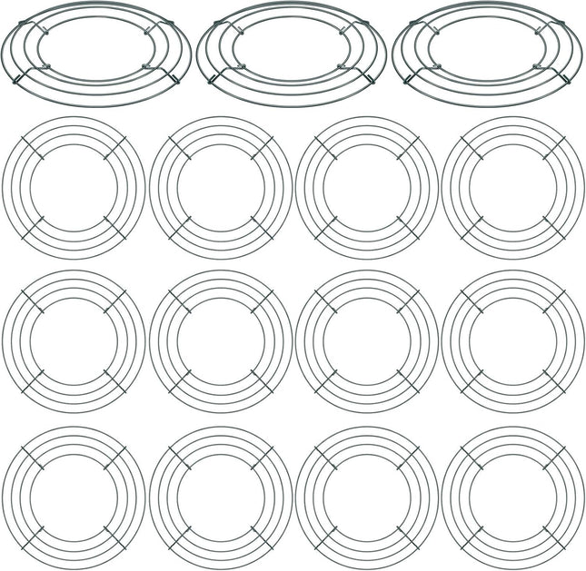 15 Pieces Metal Wire Wreath Frames Round Green Floral Wire Wreaths Flat Wire Wreath Making Rings Holiday Wire Wreath Forms for Christmas Year Valentine's Day Wreath Garland, 8 Inches