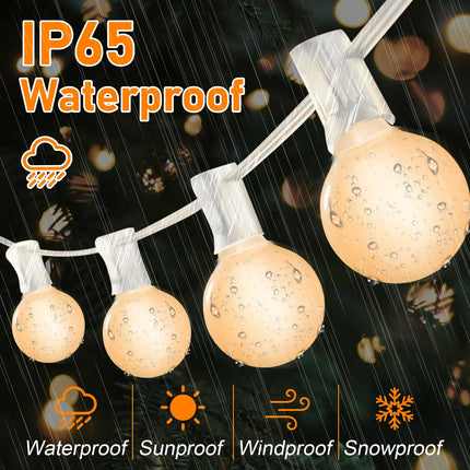 G40 LED Globe String Lights, 25Ft Outdoor Frosted White String Lights with 27 G40 Globe Bulbs, Hanging Backyard Lights Waterproof for Indoor Outside Garden Bistro Pergola Tents Decorations- White