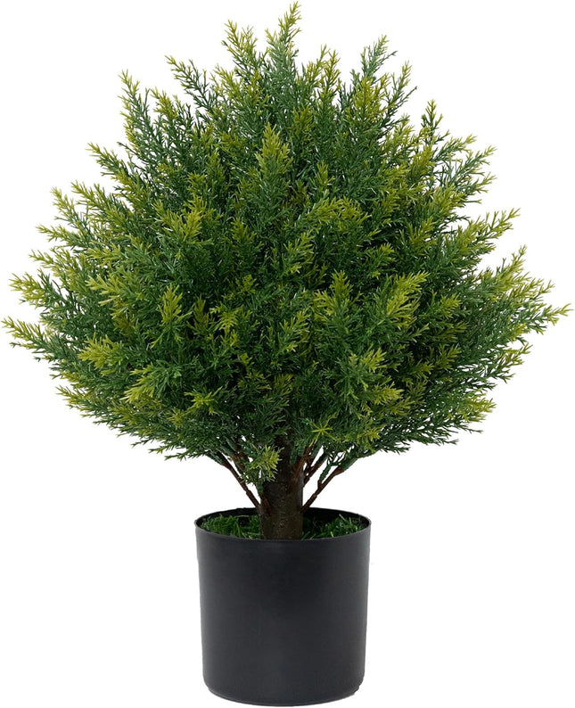 Artificial Topiary Ball Tree 19''T Artificial Little Bush Ball Tree UV Resistant Shrub Potted Artificial Plant for Outdoor Indoor Front Porch Garden
