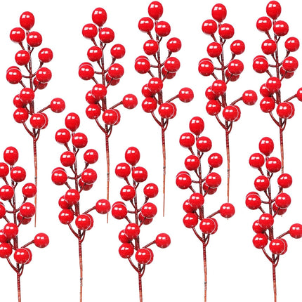DR.DUDU 24 Pack Christmas Red Berries Stems for Christmas Tree Decoration, Artificial Christmas Red Berry for DIY Crafts Wreath Garland Christmas Ornaments Decor
