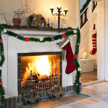 TURNMEON 3 Pack Total 49.2 Ft Christmas Greenery Garlands Decorations, Artificial Soft Green Pine Garland Holiday Xmas Decoration for Outdoor Indoor Home Stairs Banister Mantle Party (Each 16.4 Ft)