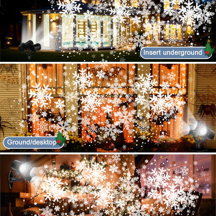 Snowflake Projector Light Outdoor, est IP65 Waterproof Christmas LED Lights,Rotating Snowfall Lamp Brighter LED Landscape for Xmas Holiday Indoor Outdoor Garden Party Decoration