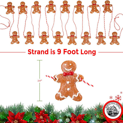 9 Foot Mini Gingerbread Man Christmas Garland Cute Small 2 Inch Claydough Gingerbread Men Christmas Tree Garland Gingerbread Cookie Candy Theme Trees Garland Christmas Decorations For Indoor Use
