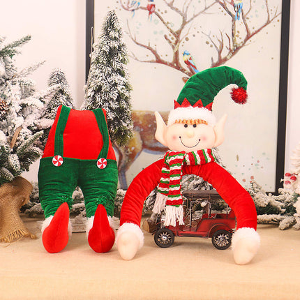 Christmas Xmas Tree Toppers Top Decoration Xmas Home Ornaments Party Favors Funny Cute Elf Plush Doll Leg and Heads Body Green and Red