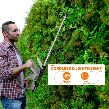 WORKSITE 20V Hedge Trimmer Cordless, Lightweight Bush Trimmer with 20-Inch Dual Steel Blade, Battery & Fast Charger Included