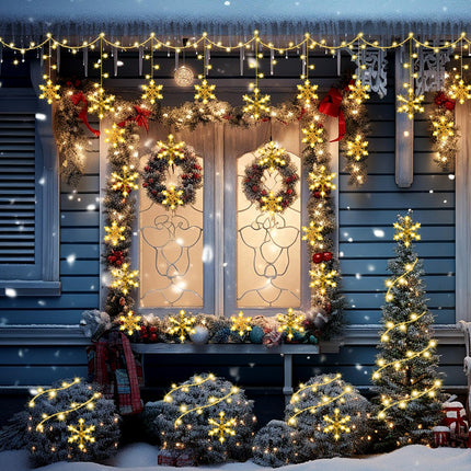 28.7ft 432 LED Christmas Snowflake Lights Outdoor Snowflake Light with 36 Drops,8 Mode and Timer Waterproof Connectable Snowflake String Light for Window Eave Yard(Snowflake,Warm Color)