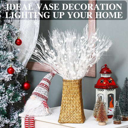 Giegxin 24 Pcs Christmas Artificial Glitter Berry Stem Ornaments 17 Inches Fake Christmas Picks Branches Decorative Glitter Sticks for Vase Christmas Tree DIY Wreath Crafts Fireplace(White)