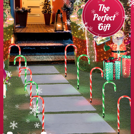 22" Christmas Candy Cane Pathway Markers Lights, Outdoor Christmas Decorations for Yard Patio Garden Walkway, Candy Cane Christmas Decor with 48 LED, 8 Pack (Red & Green)