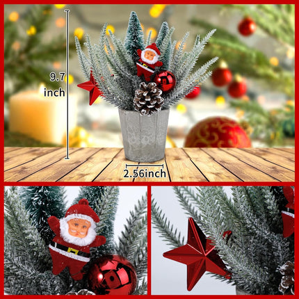 SUPREME XMAS Small Christmas Tree Table Top Christmas Decorations, 2 PCS Artificial Mini Christmas Tree with Ornaments Christmas Centerpieces for Tables Indoor Home Mantel Holiday Party Decor