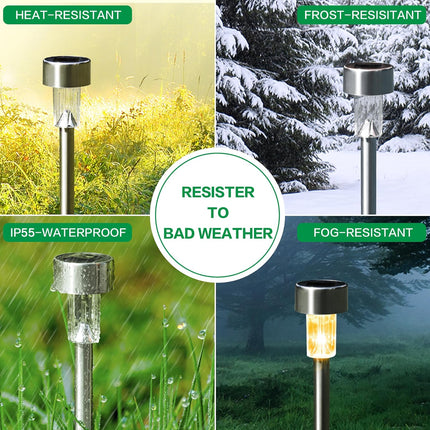 Solpex 12 Pack Solar Outdoor Lights Pathway, Stainless Steel Solar Lights Outdoor Waterproof,Led Landscape Lighting Solar Walkway