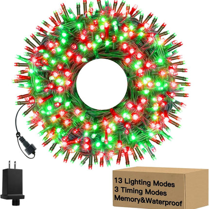 240LED 88Ft Christmas Lights with Memory, 13 Modes Waterproof Xmas String Lights Outdoor with Timer, Christmas Decorations for Indoor Patio Garden Party Home(Red&Green)