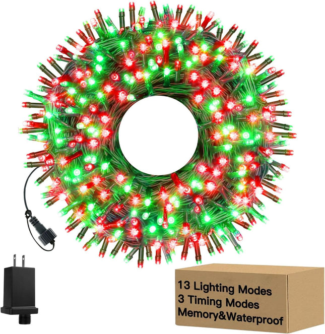 240LED 88Ft Christmas Lights with Memory, 13 Modes Waterproof Xmas String Lights Outdoor with Timer, Christmas Decorations for Indoor Patio Garden Party Home(Red&Green)