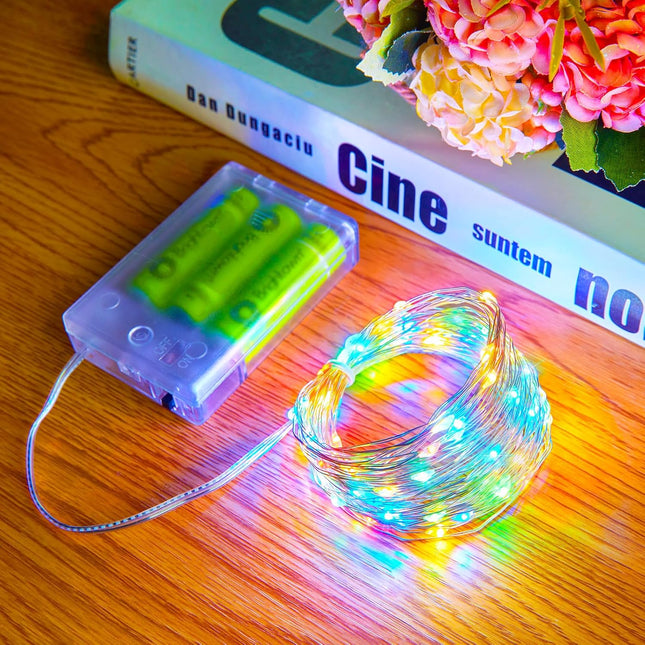 Minetom Fairy Lights Battery Operated, 2Pcak 33Feet 100 LEDs Mini Battery Powered String Lights, Waterproof Twinkle Lights Mason Jar Lights for Indoor Home Wedding Christmas Decoration, Multicolor