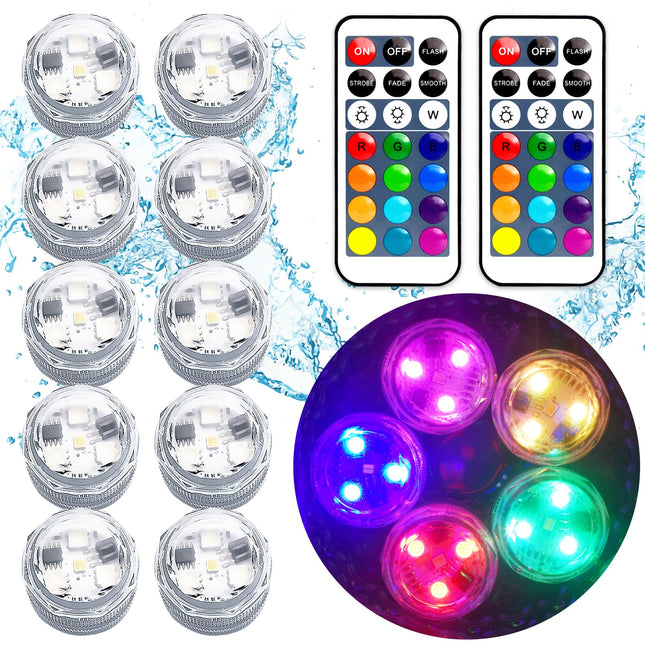 Mini Submersible LED Lights,Small Waterproof LED Tea Lights Candle with Remote Battery led Operated,RGB Color Changing for Vase Home Party Wedding Table Centerpieces Fountain Halloween Lantern