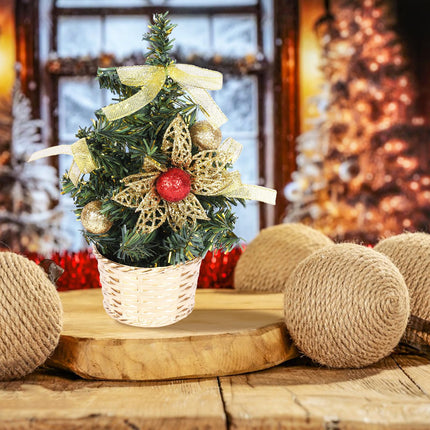 Tabletop Christmas Tree,3 Pack 7.87in Small Christmas Tree for Office,Christmas Desktop Artificial Mini Christmas Tree wtih Hanging Ornaments for Holiday DIY Decor