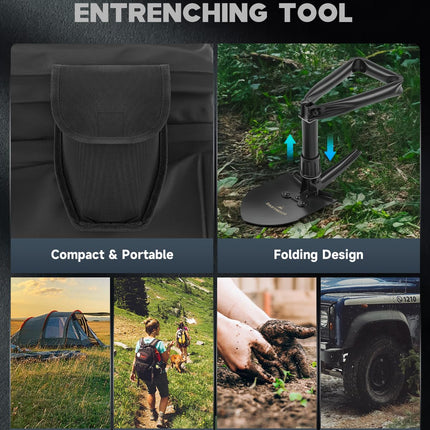 DARTMOOR Mini Folding Shovel High Carbon Steel, Portable Lightweight Outdoor Tactical Survival Foldable Mini Shovel, Entrenching Tool, Camping, Hiking, Digging, Backpacking, Car Emergency