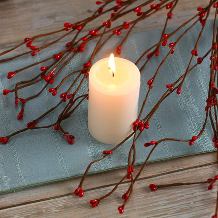 WILLBOND 64 Feet Ply Pip Berry Garland for Christmas Winter Indoor Outdoor Decor Head Wreaths Wedding Crowns(Red,30 Packs)