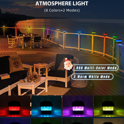 RGB&Warm Solar Post Cap Lights 50 Lumen, Outdoor 4x4 3.5x3.5 4.5x4.5 or 5.5x5.5 Led Fence Deck Patio Garden Post Lights for Christmas Halloween Parties(Black, 6 Pack)