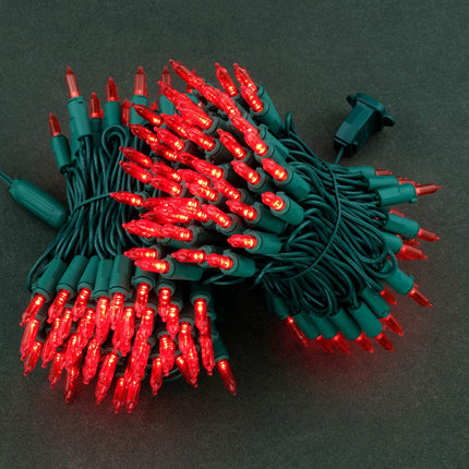 YULETIME Red LED Christmas Lights 200 Count 50ft, Pack of 2 Strands 25ft 100 Lights UL Commercial Grade Green Wire Mini Holiday String Light Set (Red)