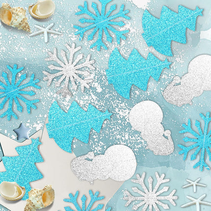 8 Pack Glitter Snowflake Snowman Hanging Banner Garlands for Winter, Christmas, Winter Wonderland Party Decoration, Frozen Birthday Wedding, Party Supplies Decor and More
