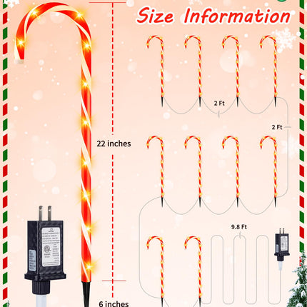 Brightown 28" Candy Cane Lights with Stakes, 10 Packs Large Christmas Pathway Lights Outdoor, Candy Cane Lights Outdoor Pathway Christmas Decorations for Yard Lawn Garden Walkway Sidewalk