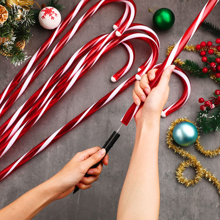Treela 4 Sets 36 Inch Christmas Candy Cane Pathway Markers 24 Pcs Christmas Walkway Stakes Lights Connectable Lighted Pathway Lights for Xmas Holiday Party Outdoor Patio Yard Garden, White and Red